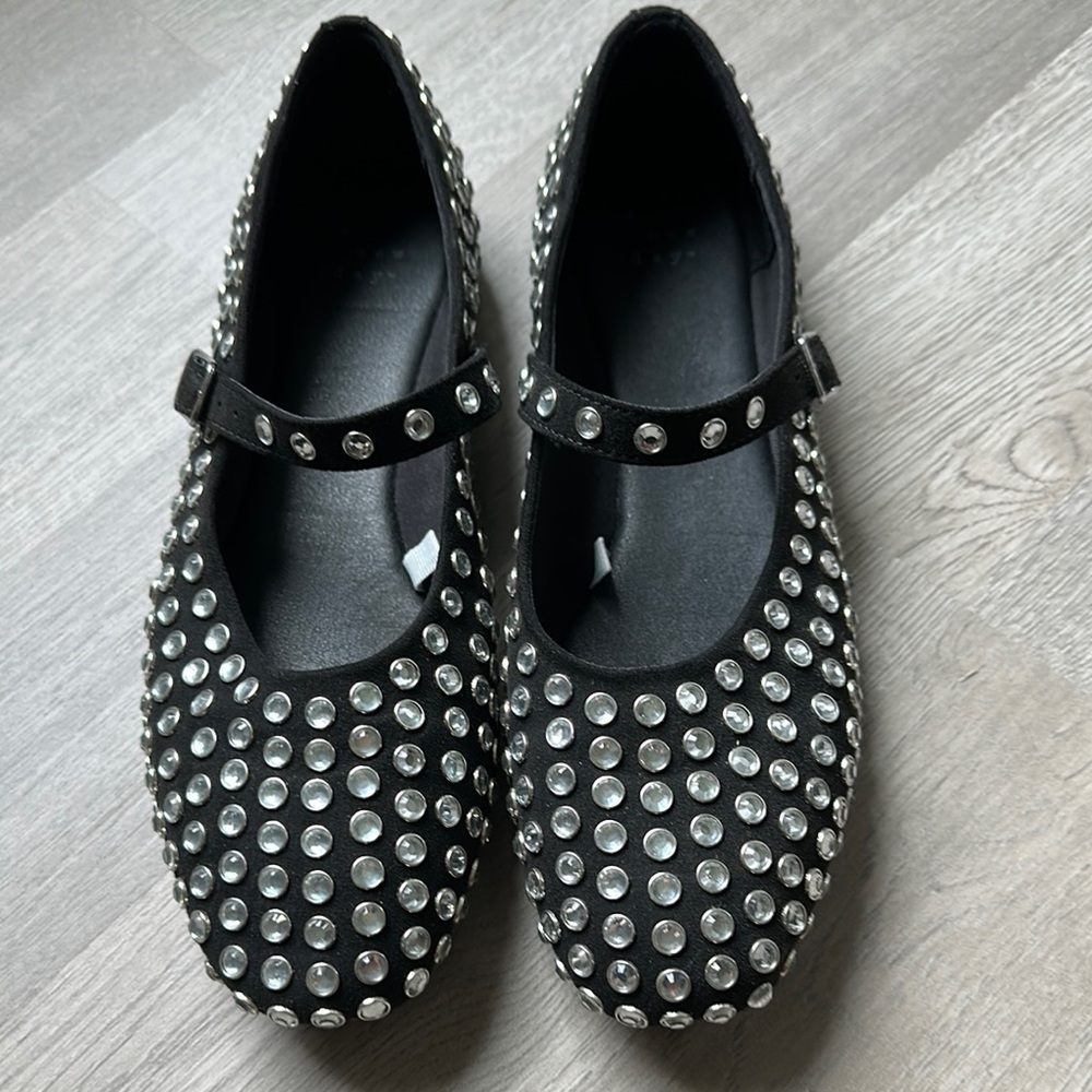Black Studded  Mary Jane Shoes